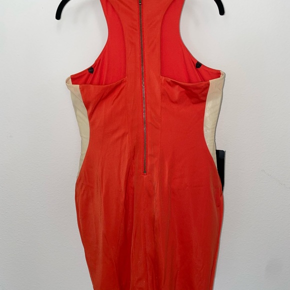 Brand New Women’s Bebe Dress Side Mesh Insert Orange size M Zip Up Back - Picture 5 of 5